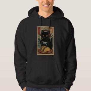 Söt Kawaii Spelarkatt Rolig Taco Retro Japansk Kat Hoodie