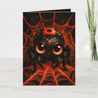 Söt Kawaii Spindel Halloween Illustration Kort