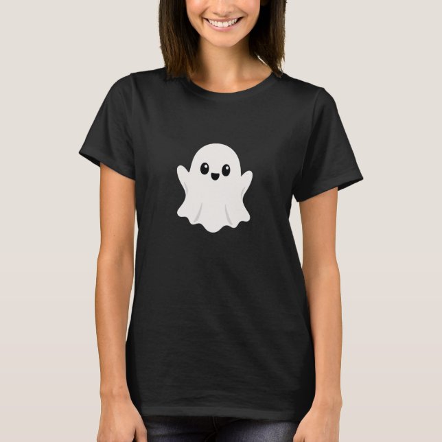 Söt Kawaii Spök Halloween Vektordesign T Shirt (Framsida)