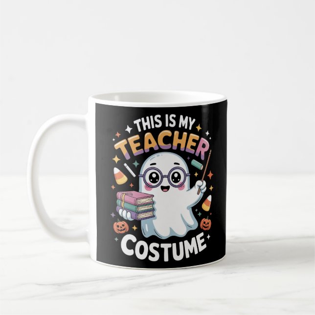 Söt Kawaii Spök Lärare – Rolig Halloween Klass Kaffemugg (Vänster)