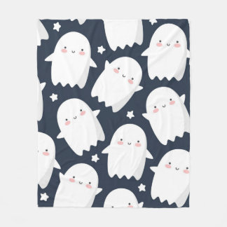 Söt Kawaii Spökliknande Mönster | Förtjusande Hall Fleecefilt