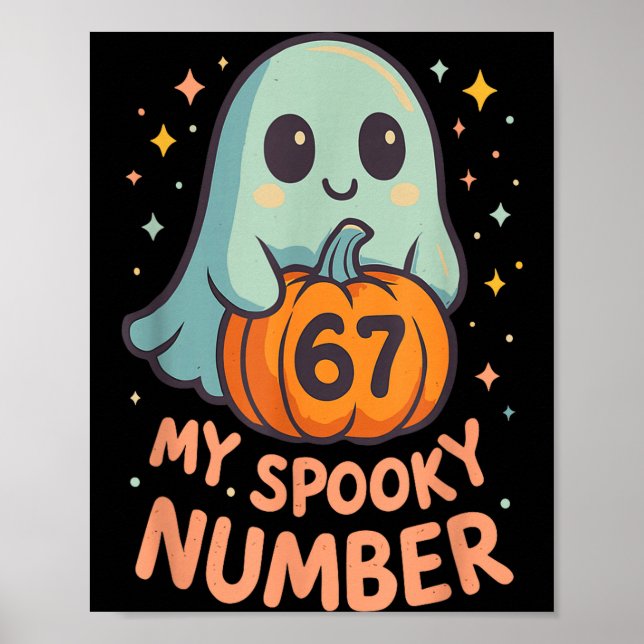 Söt kawaii spökpumpa 67 meme rolig matematik poster (Framsidan)