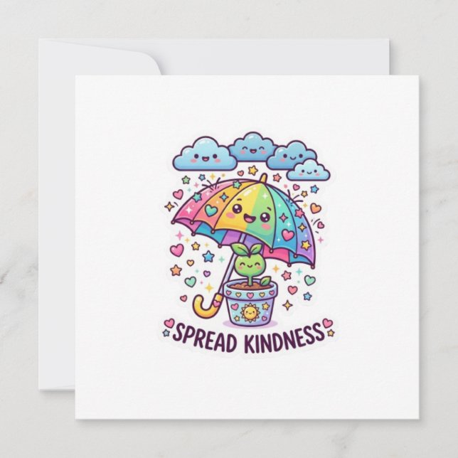 Söt Kawaii Sprid Vänlighet Paraply Söt PSticker Inbjudningar (Framsida)