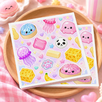 Söt Kawaii Squishies Flickfödelsedagsfest Pappersservett