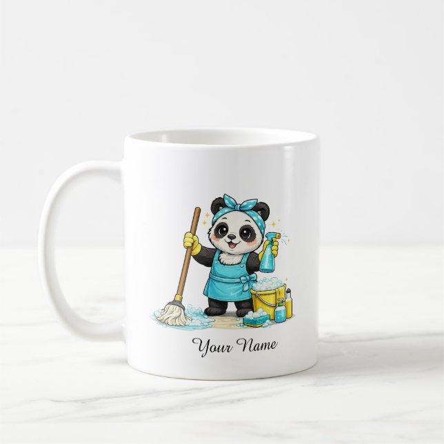 Söt Kawaii Städpandasticker Kaffemugg (Vänster)