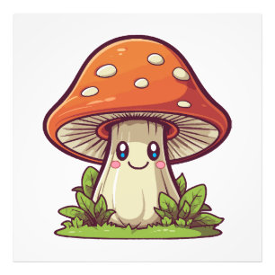 Söt kawaii stil, Svampplockning Fototryck