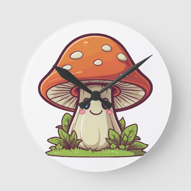 Söt kawaii stil, Svampplockning Rund Klocka (Framsida)