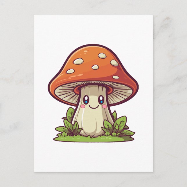 Söt kawaii stil, Svampplockning Vykort (Framsida)