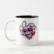 Söt Kawaii Superhjälte Kanin Kaffe Mugg