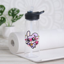 Söt Kawaii Superhjälte Kanin Vattenflaska