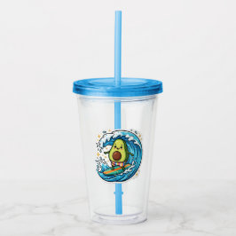 Söt Kawaii Surfande Avokado Oceanvåg SommarSticker Take Away Mugg