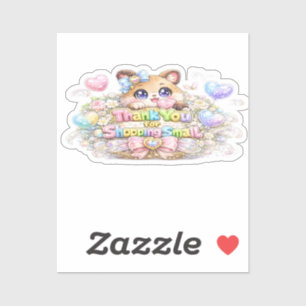 Söt Kawaii Tack För Att Handla Liten Katt Klisterm Klistermärken