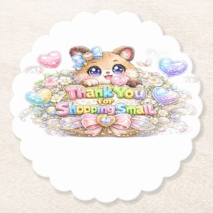 Söt Kawaii Tack För Att Handla Liten Katt Klisterm Underlägg Papper