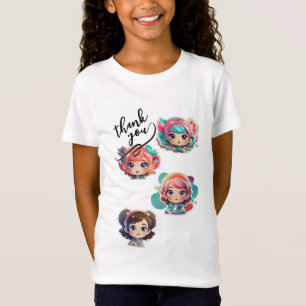 Söt Kawaii Tack Karaktär T-Shirt