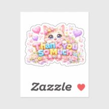 Söt Kawaii Tack så Mycket Katt Namn Pastell Rosa F