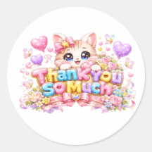 Söt Kawaii Tack så Mycket Katt Namn Pastell Rosa F