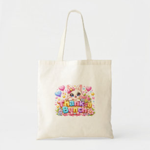 Söt Kawaii Tack så Mycket Katt Namn Pastell Rosa F Tygkasse