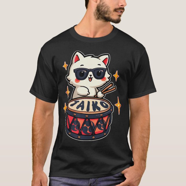 Söt Kawaii Taiko-trummis T Shirt (Framsida)