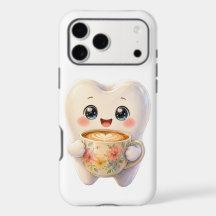 Söt Kawaii Tand Dricker Kaffe Latte Mobilskal