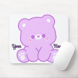 Söt Kawaii Teddy Lila Björn Anpassad Musmattor