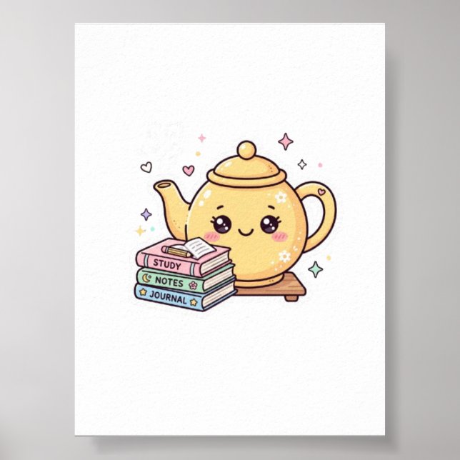 Söt Kawaii Tekanna Studie Anteckningar Journal Bok Poster (Framsidan)
