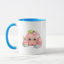 Söt Kawaii Tillbaka Till Skolan Persika Mugg