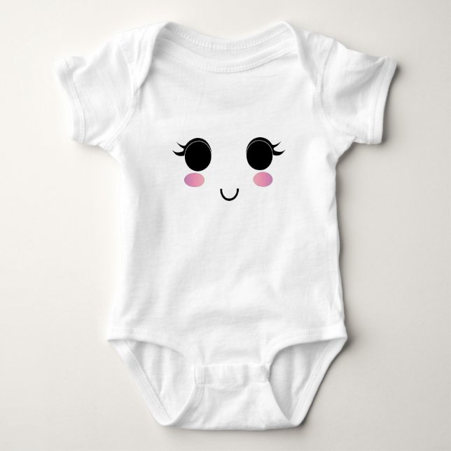Söt Kawaii Tjej Smil T Shirt (Framsida)