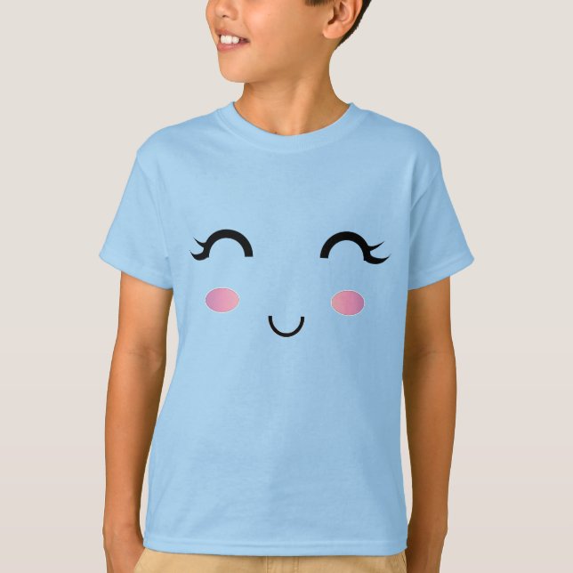 Söt Kawaii Tjej Smil T Shirt (Framsida)