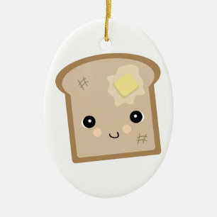 Söt kawaii-toast julgransprydnad keramik
