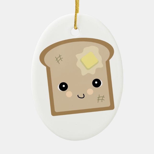 Söt kawaii-toast julgransprydnad keramik (Framsidan)
