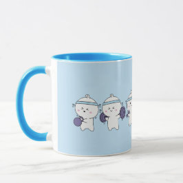 Söt Kawaii Träningsgymkaraktärer Kaffemugg