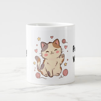 Söt Kawaii Trefärgad Katt Mugg – Morra Mer, Orona Jumbo Mugg