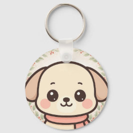 Söt Kawaii Valp Ansikts Nyckelring
