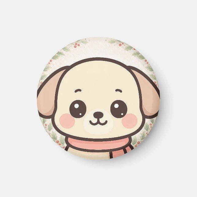 Söt Kawaii Valp Ansiktsmagnet  Magnet (Framsidan)