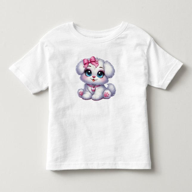 Söt Kawaii Valp Flickor T-Shirt (Framsida)