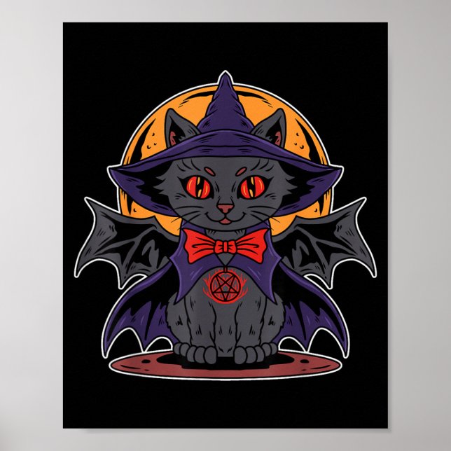 Söt Kawaii Vampire Häxa Fladdermus Vingar Måne Hal Poster (Framsidan)