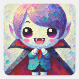 Söt Kawaii Vampirepojke Fyrkantigt Klistermärke