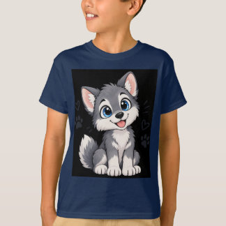 Söt Kawaii Vargvalp Barn T-Shirt
