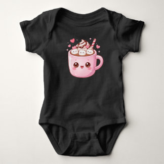 Söt Kawaii Varm Choklad Mugg med Marshmallows T Shirt