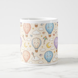 Söt Kawaii Varm Luft Ballong Sömlös Mönster Jumbo Mugg