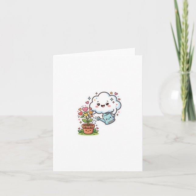 Söt Kawaii Växt Vänlighet Söt Moln och FSticker Kort (Framsida)