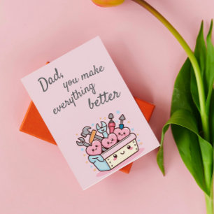 Söt Kawaii Verktygslåda Fars Dag Kort