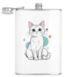 Söt Kawaii Vit Katt Tecknad Film Fickplunta