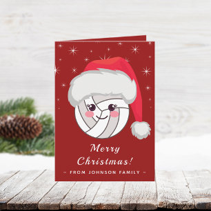Söt Kawaii Volleyboll Santa Hatt Xmas Festlig Kort
