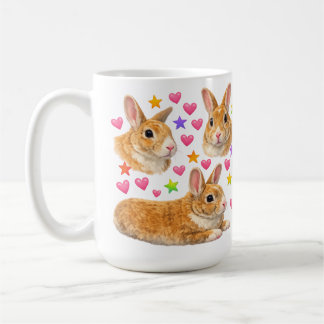 söt kawaii y2k regnbåge kanin kaffemugg