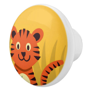Söt Keramikhandtag med Djungeltiger Knopp