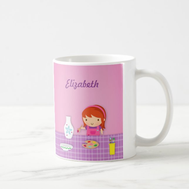 Söt Keramikmålning För Tjejer Kaffemugg (Höger)