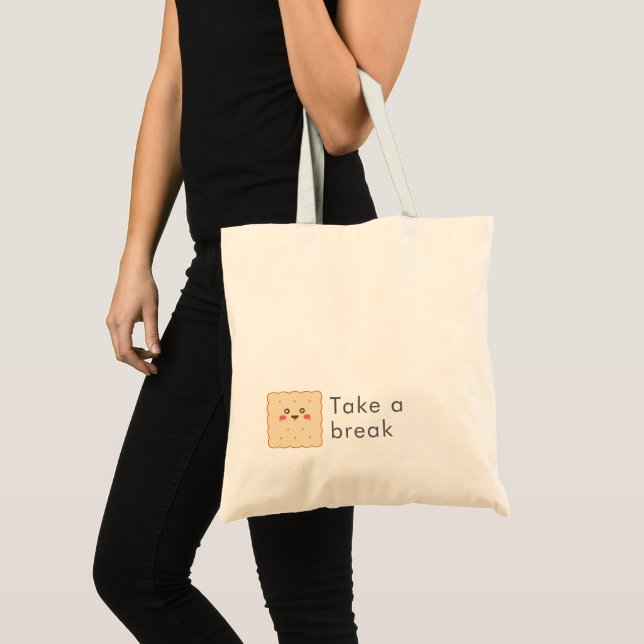 Söt kex Ta en paus Anpassad text Tygkasse (Framsida (produkt))