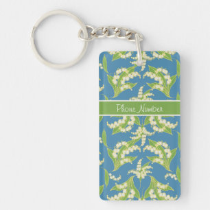 Söt Keychain: Lilies of the Valley, Blue Nyckelring