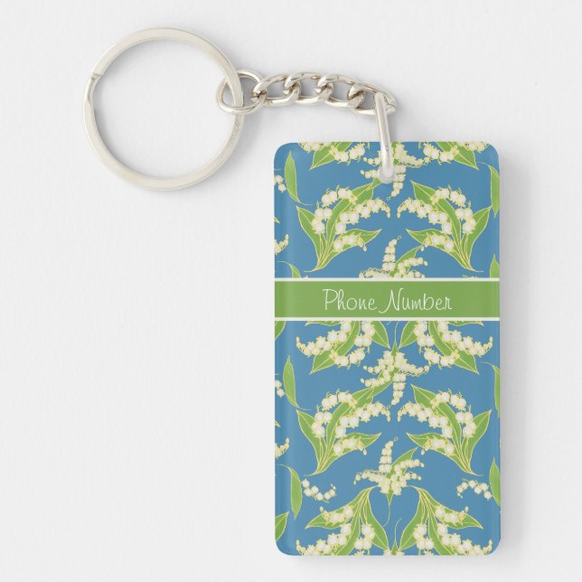 Söt Keychain: Lilies of the Valley, Blue Nyckelring (Framsidan)